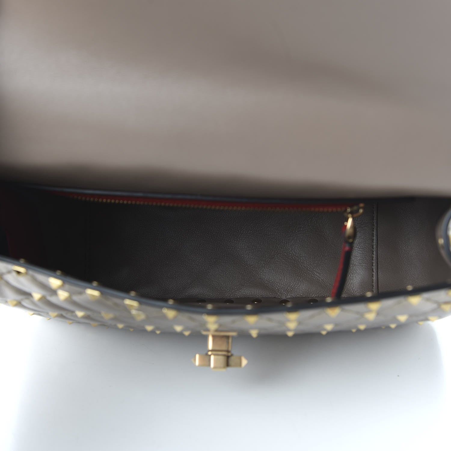 Valentino Garavani Metallic Lambskin Medium Rockstud Spike Shoulder Bag Sasso 5 of 9