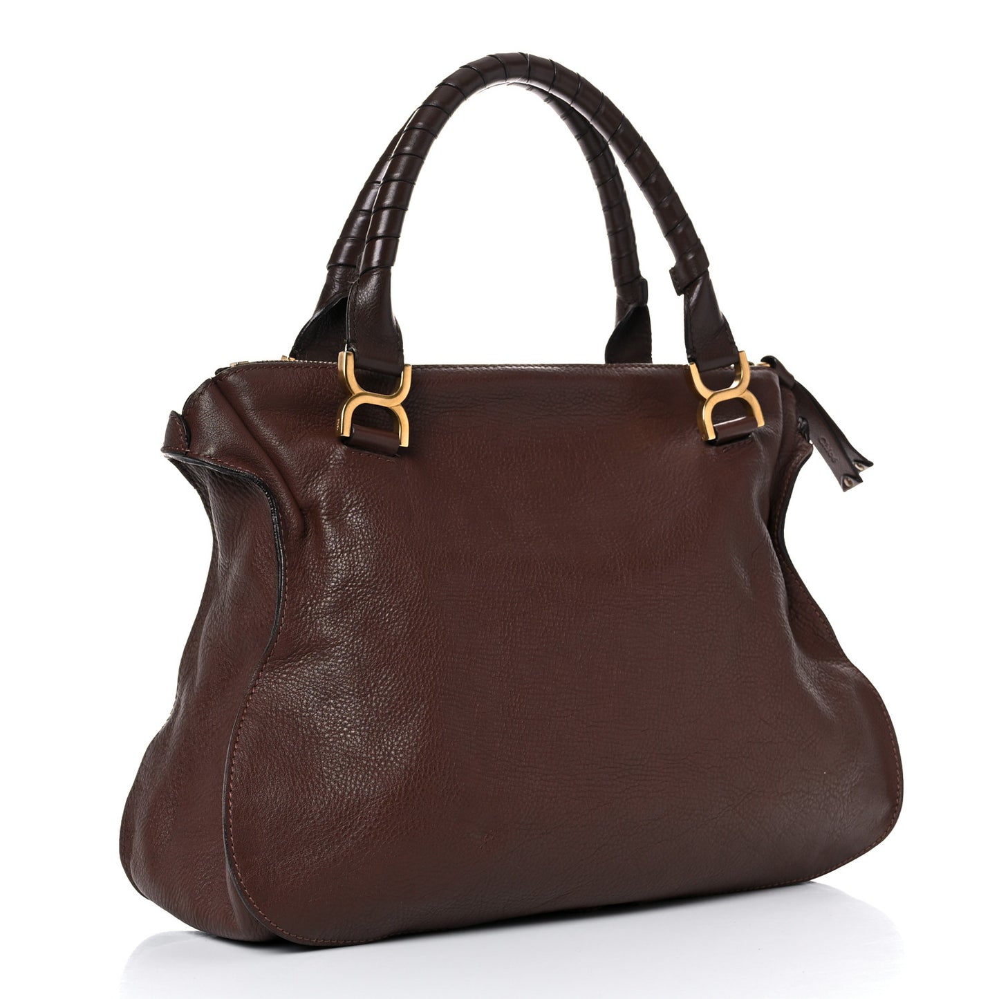 Calfskin Large Marcie Satchel Brown Seed