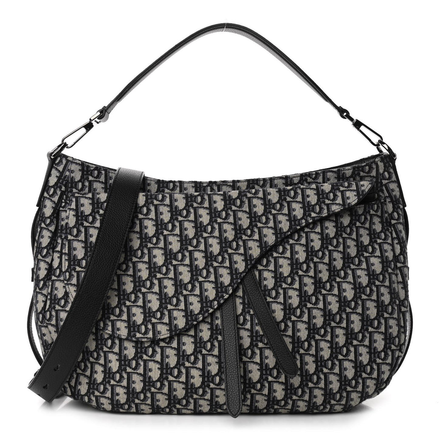 Oblique Soft Saddle Bag Beige Black