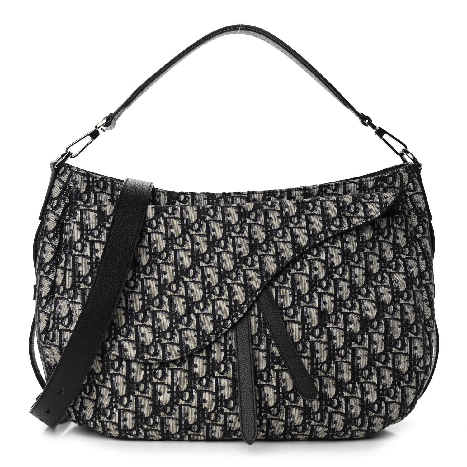 Christian Dior Oblique Soft Saddle Bag Beige Black 1 of 10