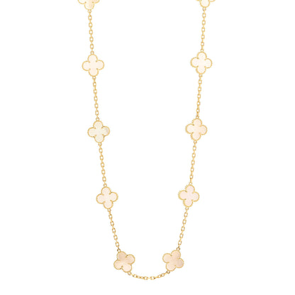 Van Cleef & Arpels 18K Yellow Gold Mother of Pearl 20 Motifs Vintage Alhambra Necklace 1 of 5