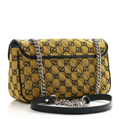 Gucci Monogram Multicolor Matelasse Diagonal Small GG Marmont Shoulder Bag Yellow Blue 3 of 10