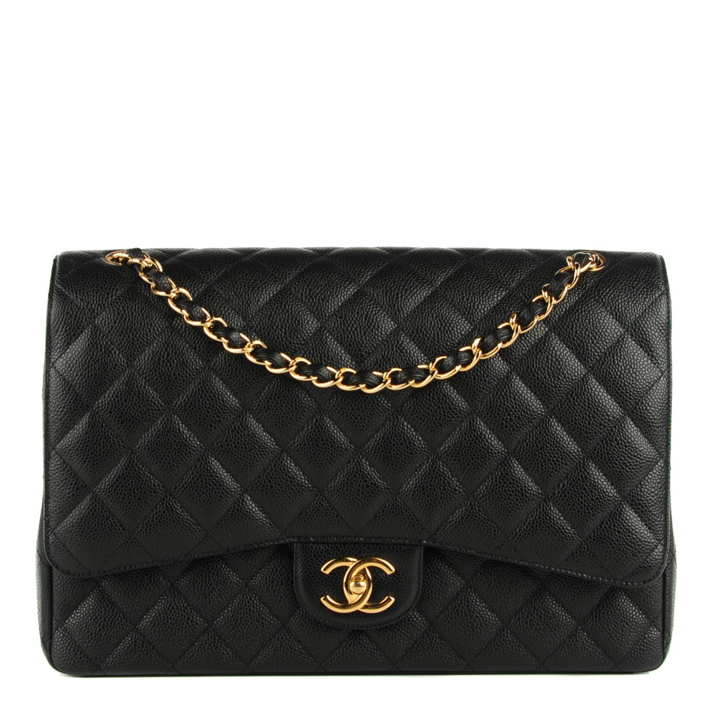 Caviar Quilted Maxi Double Flap Black