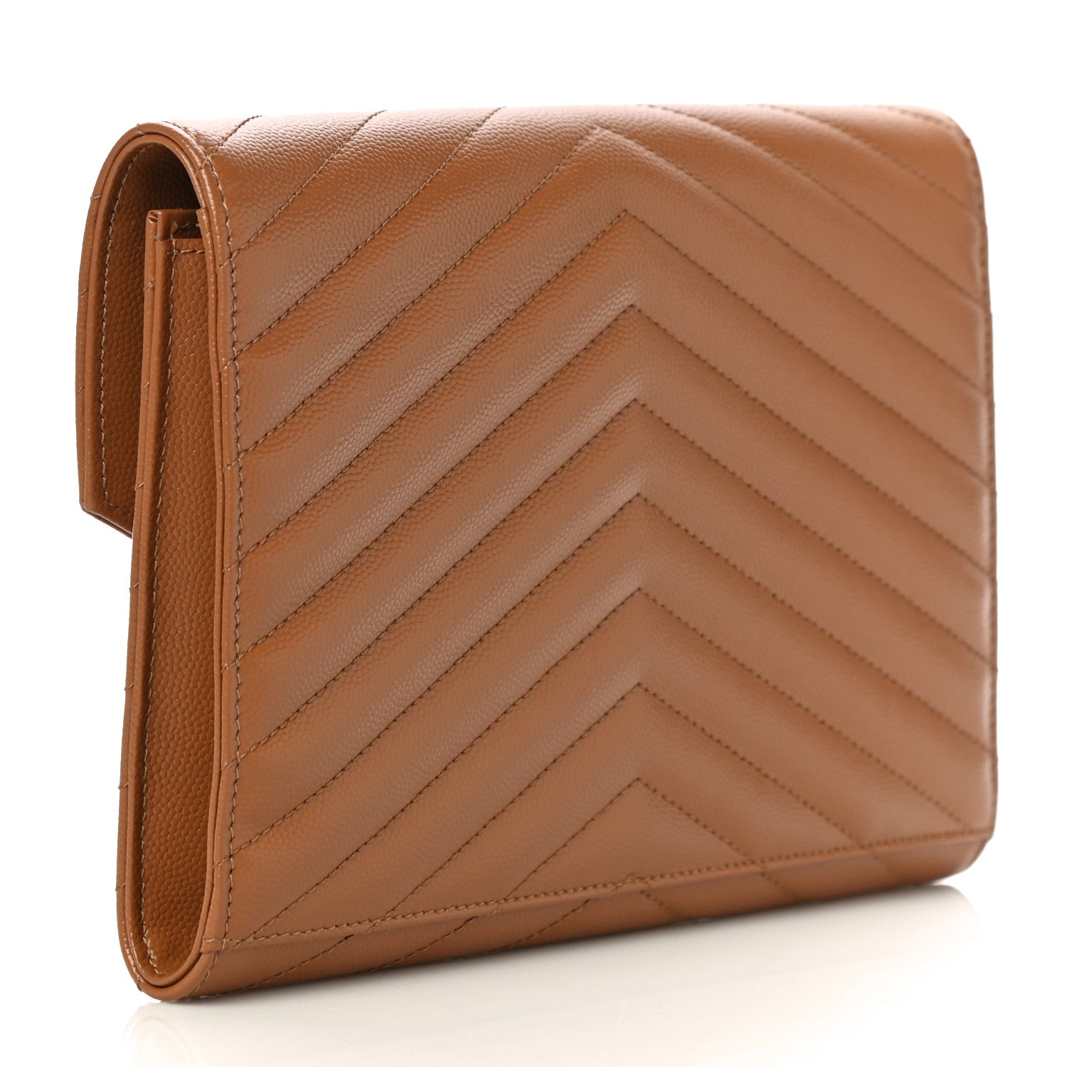 Saint Laurent Grain De Poudre Matelasse Chevron Monogram Cassandre Flap Pouch Natural Dark 3 of 11
