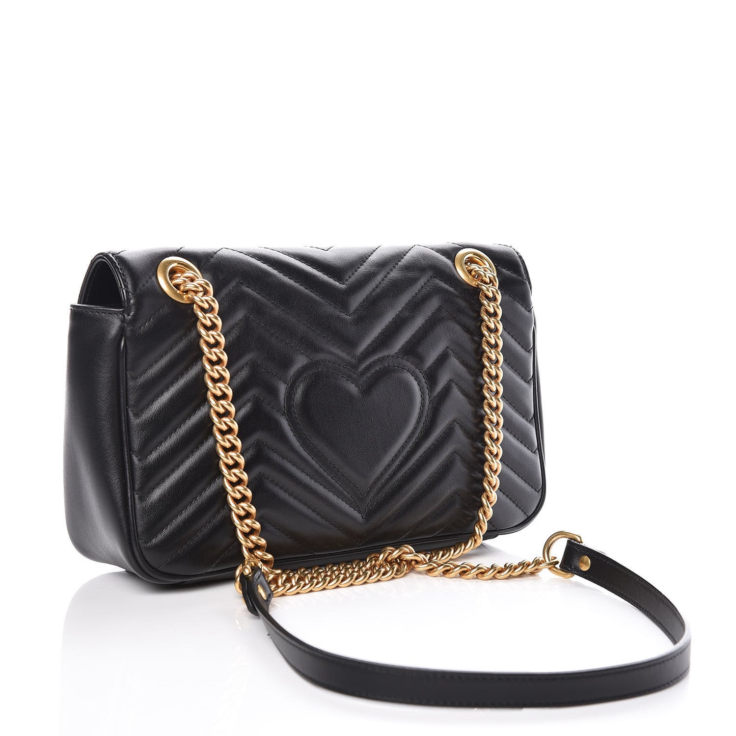 Calfskin Matelasse Small GG Marmont Shoulder Bag Black