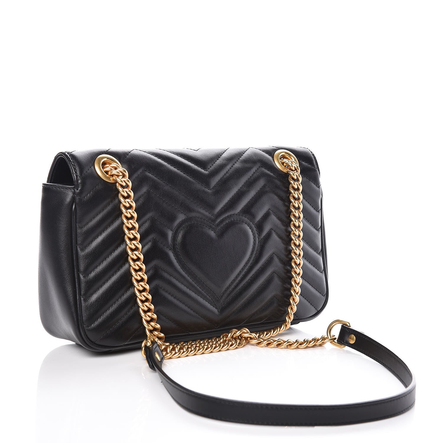 Gucci Calfskin Matelasse Small GG Marmont Shoulder Bag Black 3 of 11