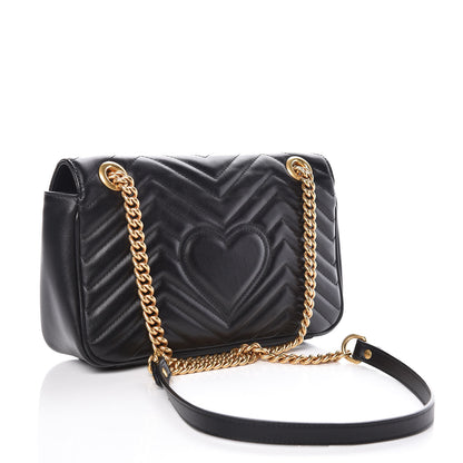 Gucci Calfskin Matelasse Small GG Marmont Shoulder Bag Black 3 of 11