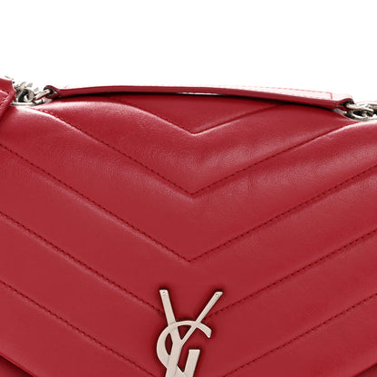 Saint Laurent Calfskin Y Quilted Monogram Medium Loulou Chain Satchel Lipstick Red 8 of 14