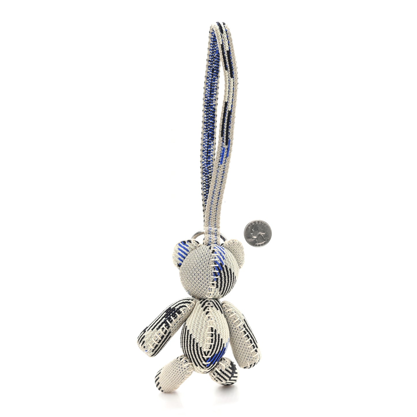 Knitted Check Thomas Teddy Bear Keychain Charm Lichen