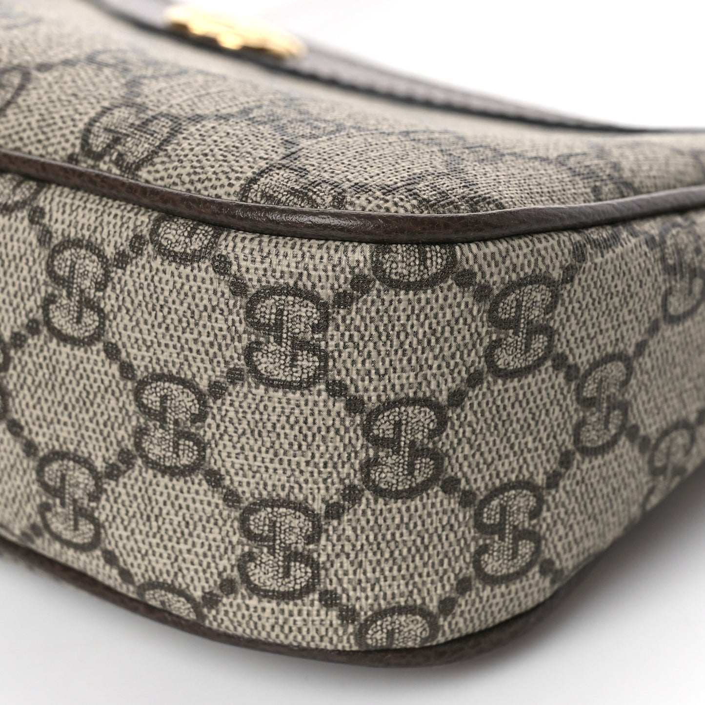 GG Supreme Monogram Textured Dollar Calfskin Web Small Ophidia GG Handbag Beige Ebony New Acero