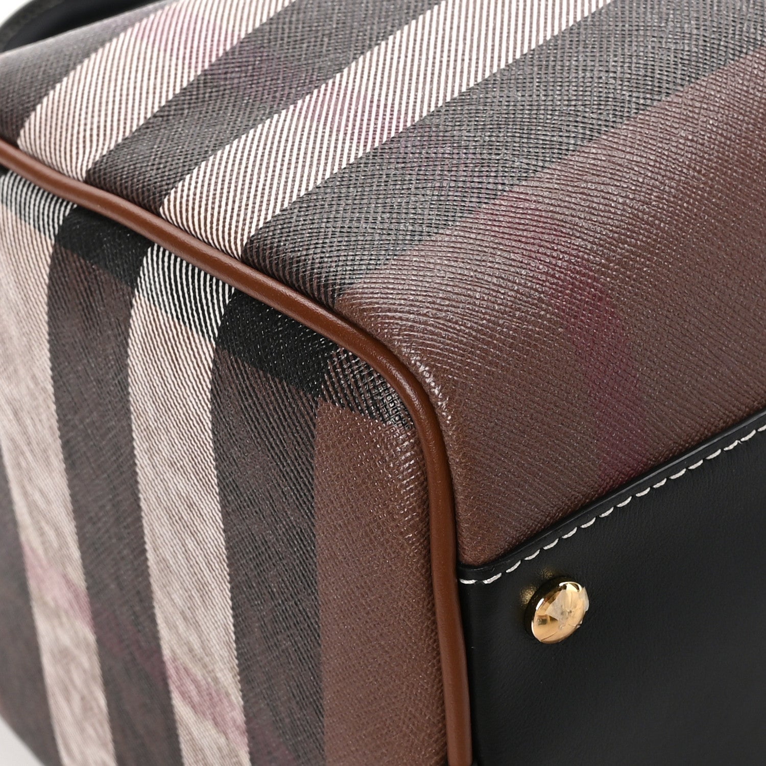 Burberry E-canvas Check Bowling Bag Dark Birch Brown 8 of 11