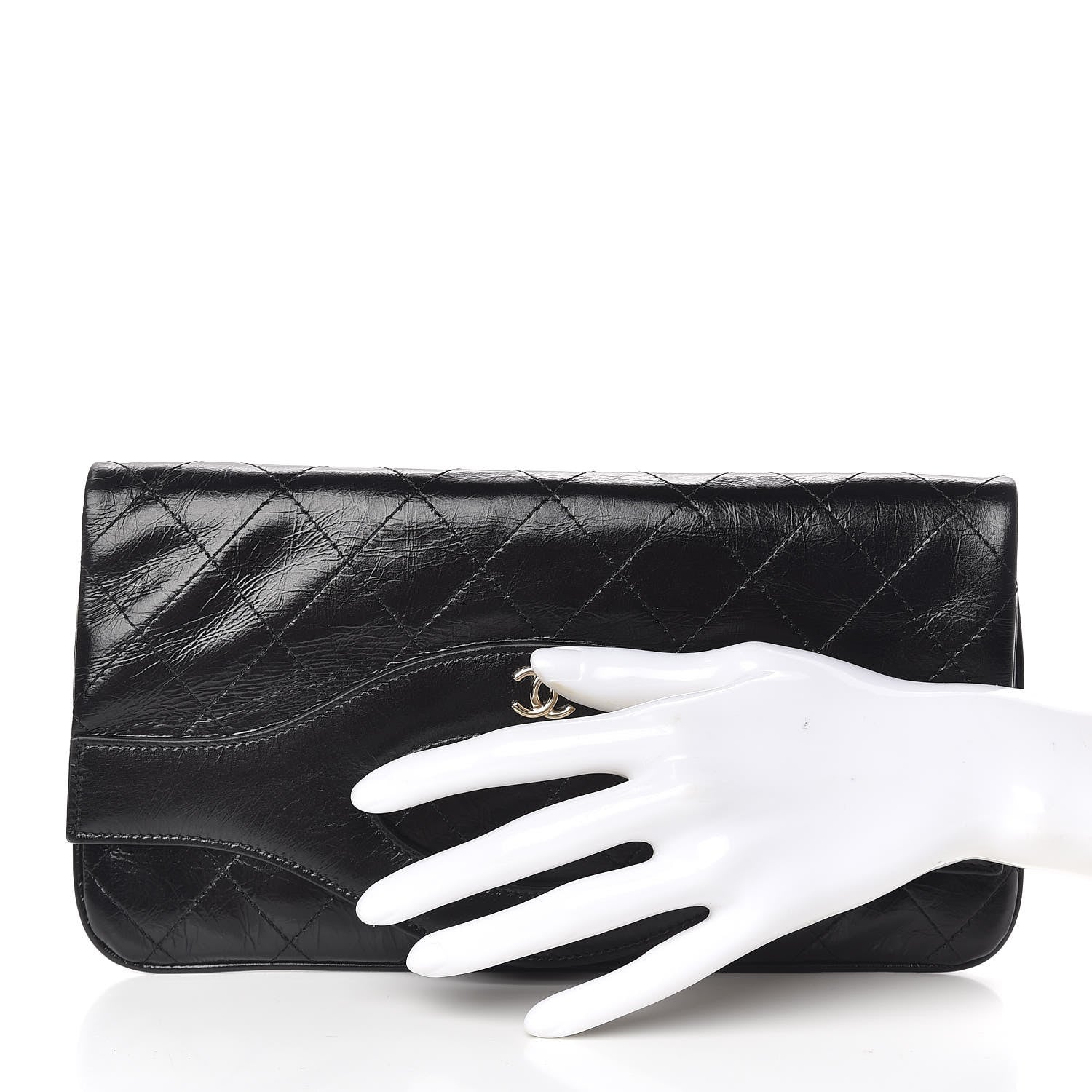 Chanel Shiny Crumpled Calfskin Small 31 Pouch Black 2 of 8