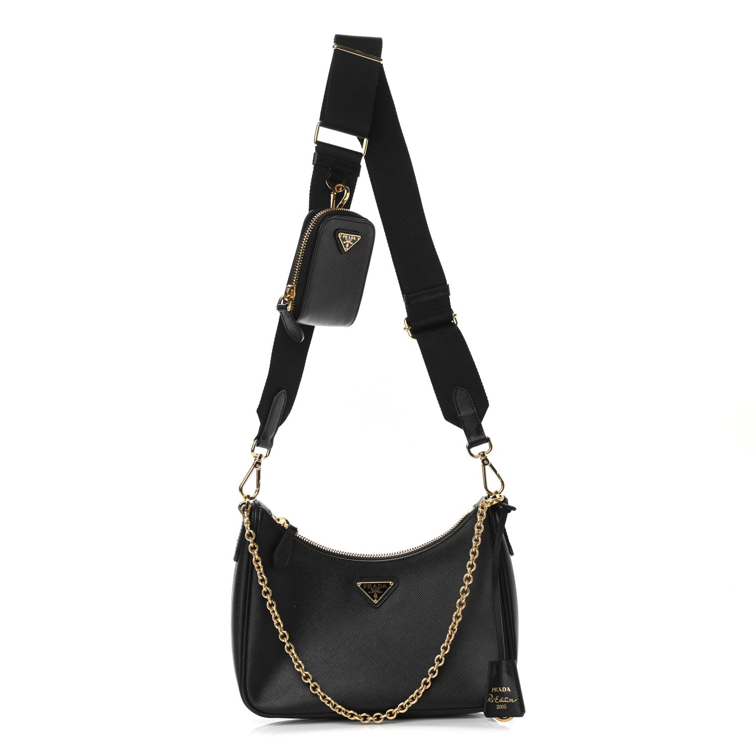 Prada Saffiano Lux Re-Edition 2005 Shoulder Bag Black 1 of 10