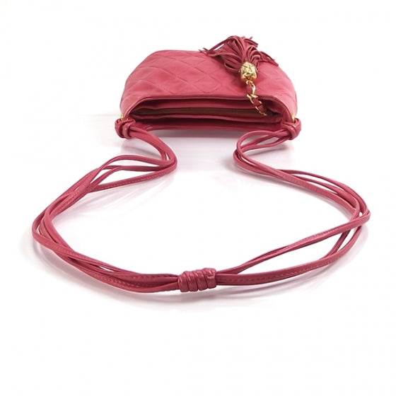 Vintage Suede Tassel CC Shoulder Bag Pink
