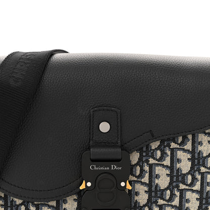 Christian Dior Oblique Jacquard Grained Calfskin Small Saddle Messenger Bag Beige Black 8 of 12