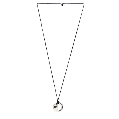 Tiffany Sterling Silver Large Elsa Peretti Eternal Circle Cord Necklace 3 of 5