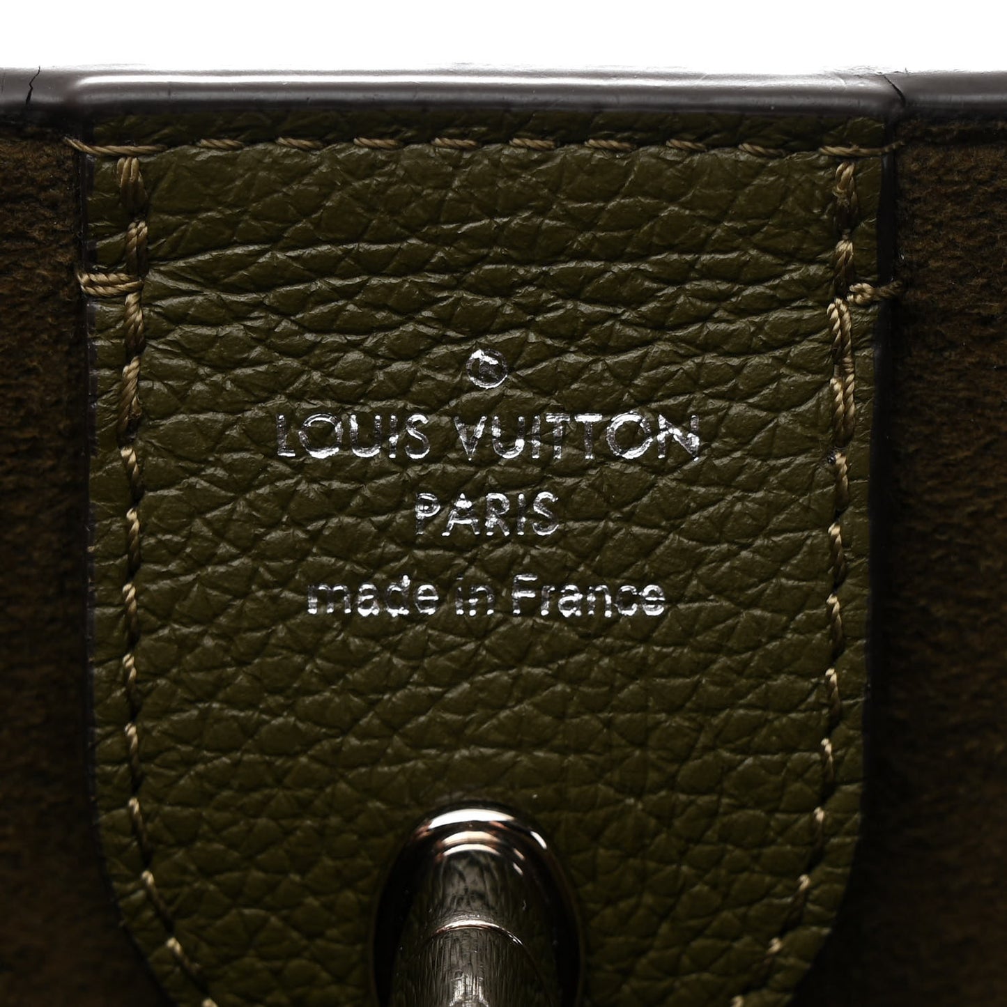 Calfskin Lockme Go Tote Green Toffee