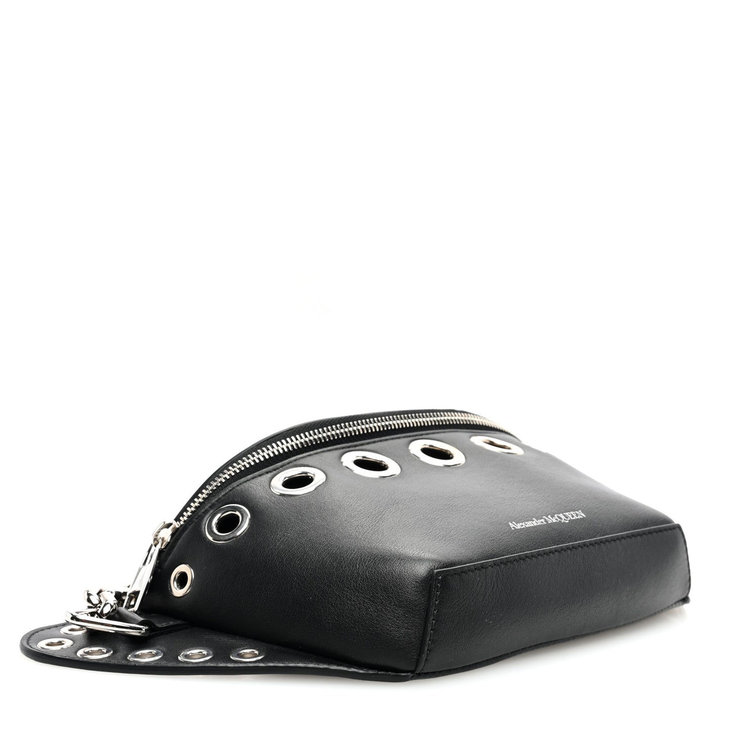 Calfskin Biker Embellished Belt Bag Black