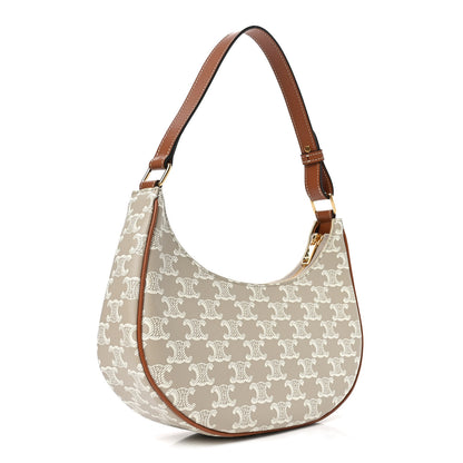Celine Canvas Calfskin Ava Triomphe Shoulder Bag Grege 3 of 9