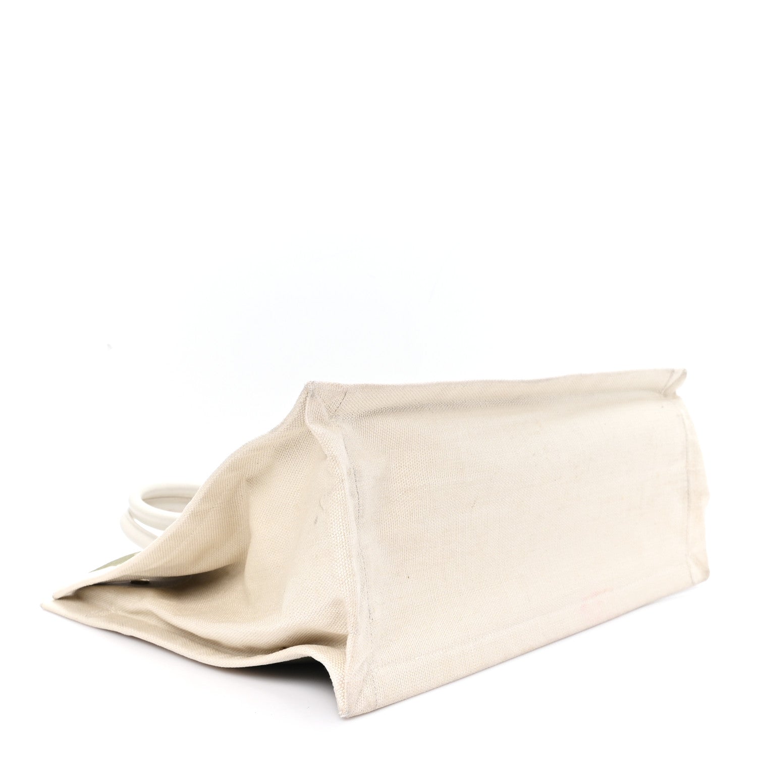 Saint Laurent Linen Calfskin Small Rive Gauche Tote Military Green Blanc Vintage 4 of 11