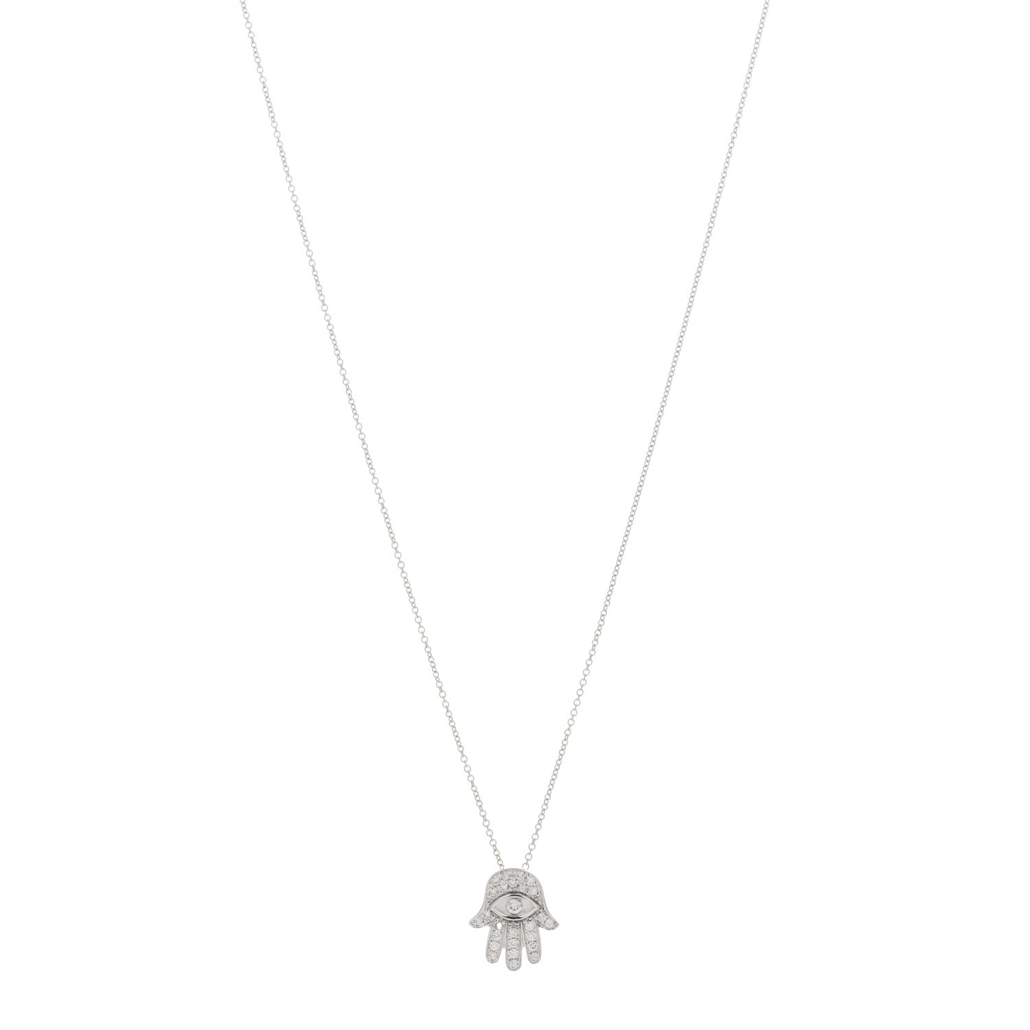 Roberto Coin 18K White Gold Diamond Hamsa Pendant Necklace 1 of 4