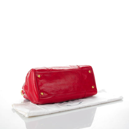 Miu Miu PRADA Vitello Shine Double Zip Tote Rosso 4 of 8