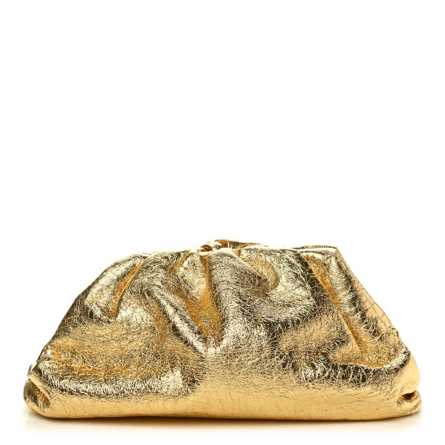 Metallic Crinkled Lambskin The Pouch Oversized Clutch Oro
