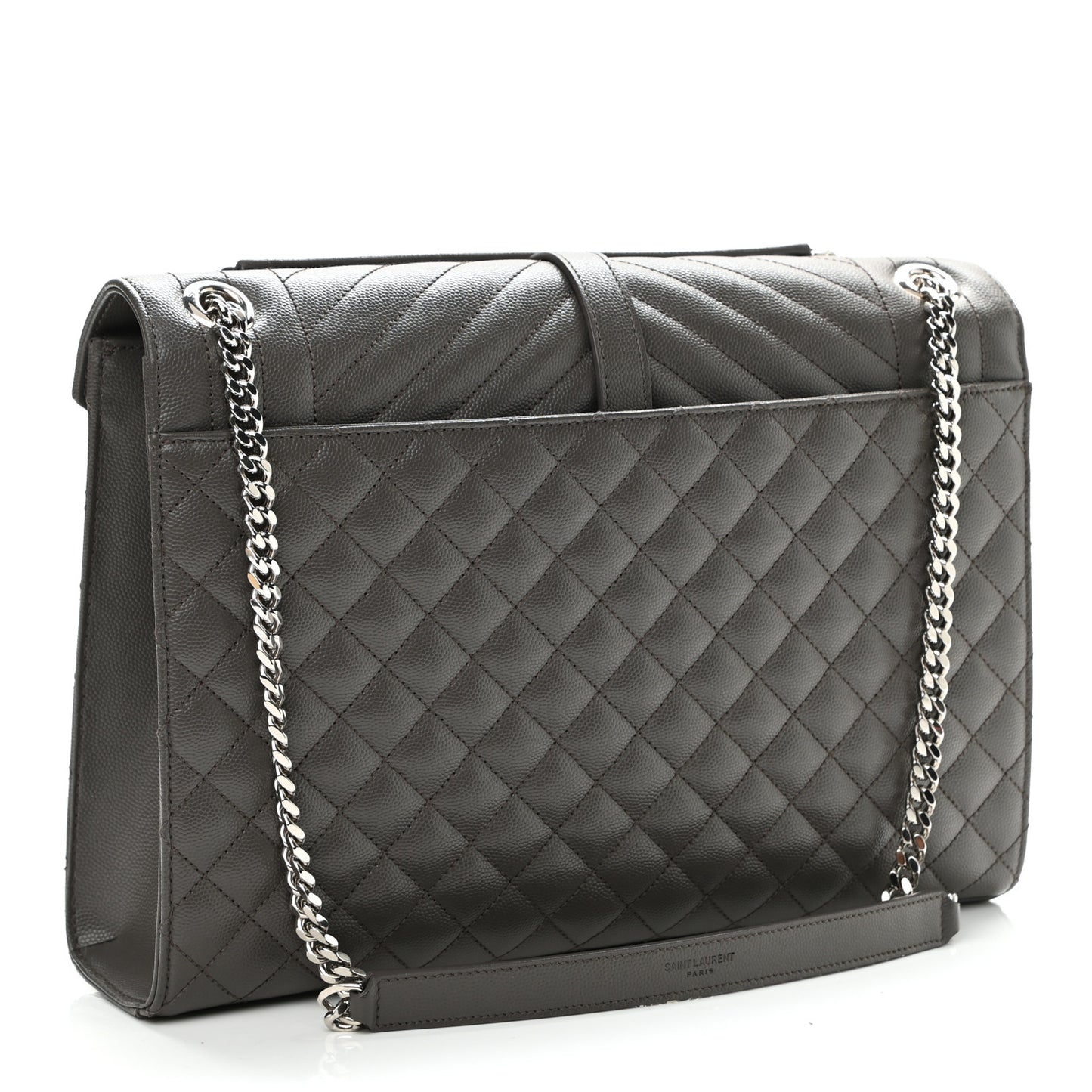 Grain De Poudre Textured Mixed Matelasse Large Triquilt Monogram Satchel Earth