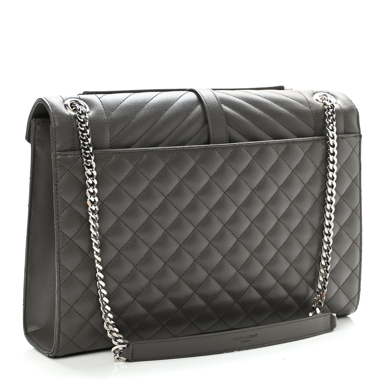 Saint Laurent Grain De Poudre Textured Mixed Matelasse Large Triquilt Monogram Satchel Earth 3 of 10