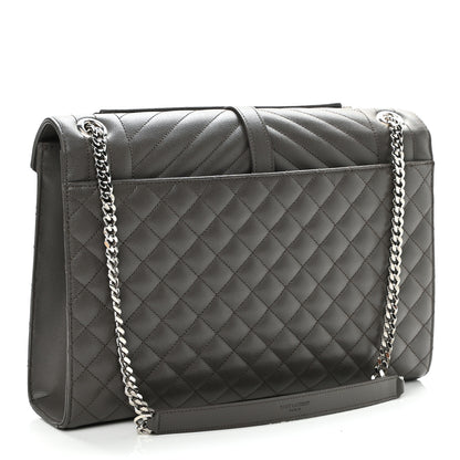 Saint Laurent Grain De Poudre Textured Mixed Matelasse Large Triquilt Monogram Satchel Earth 3 of 10
