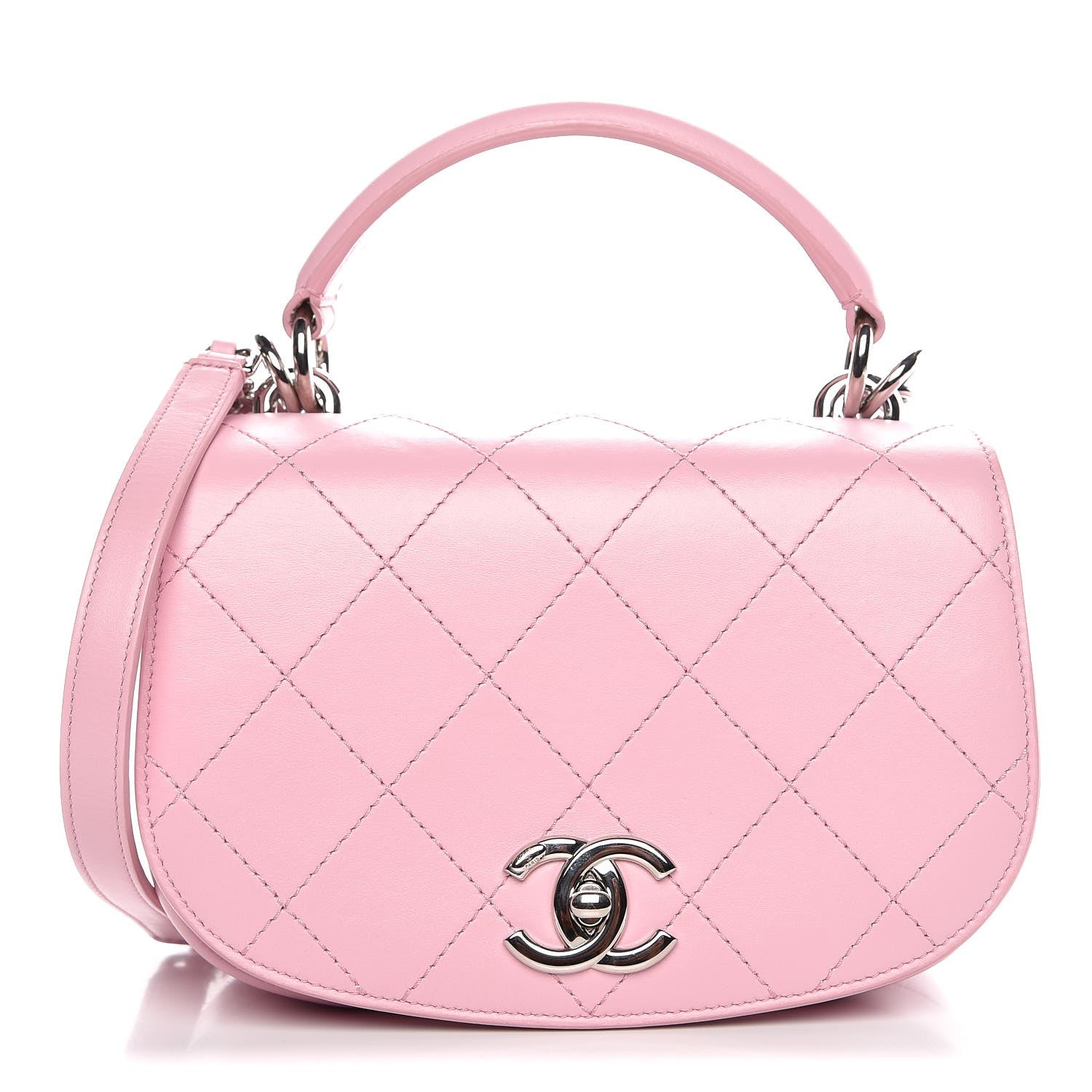 Chanel Calfskin Stitched Ring My Bag Flap Crossbody Pink 1 of 8