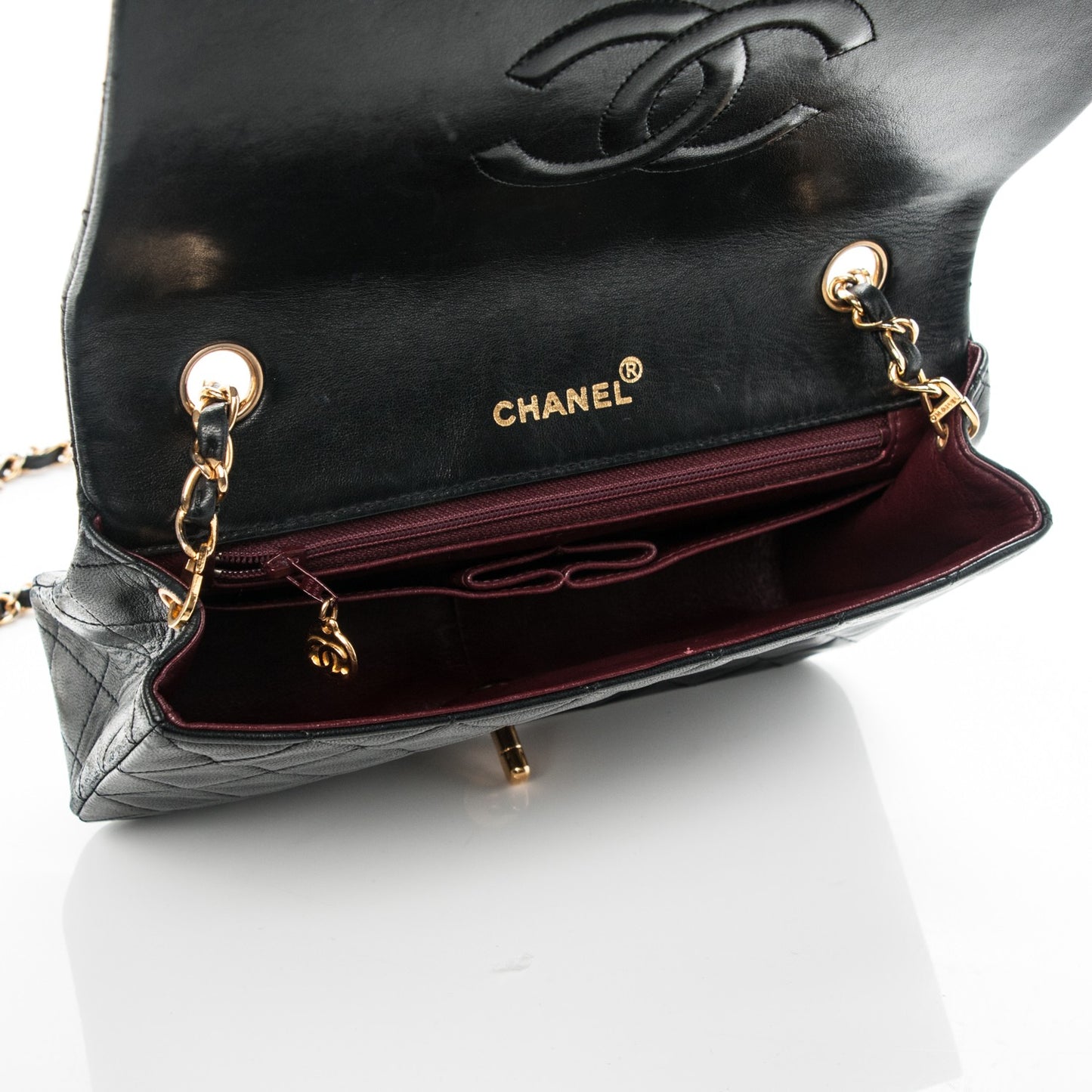 Lambskin Quilted Small Single Flap Black
