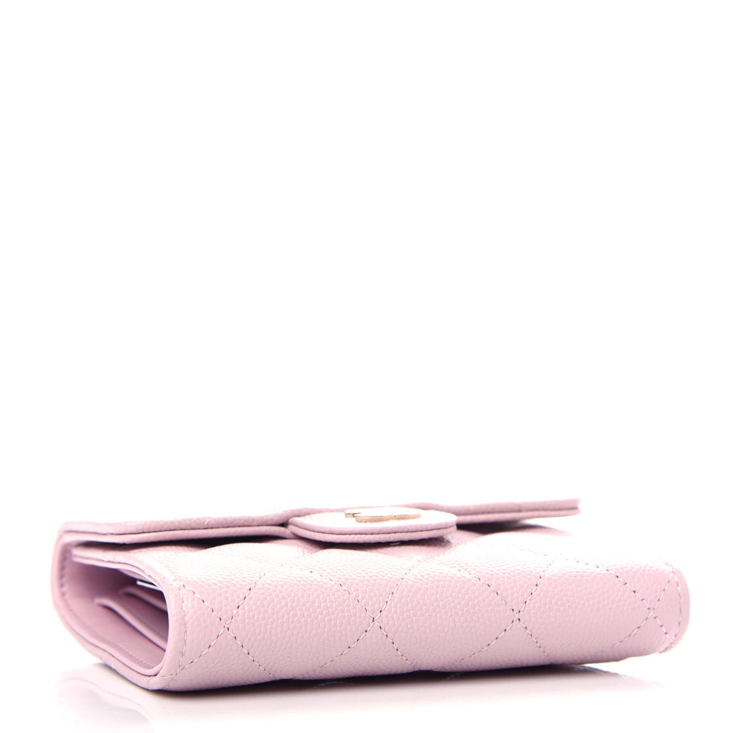 Caviar Quilted Compact Flap Wallet Light Pink