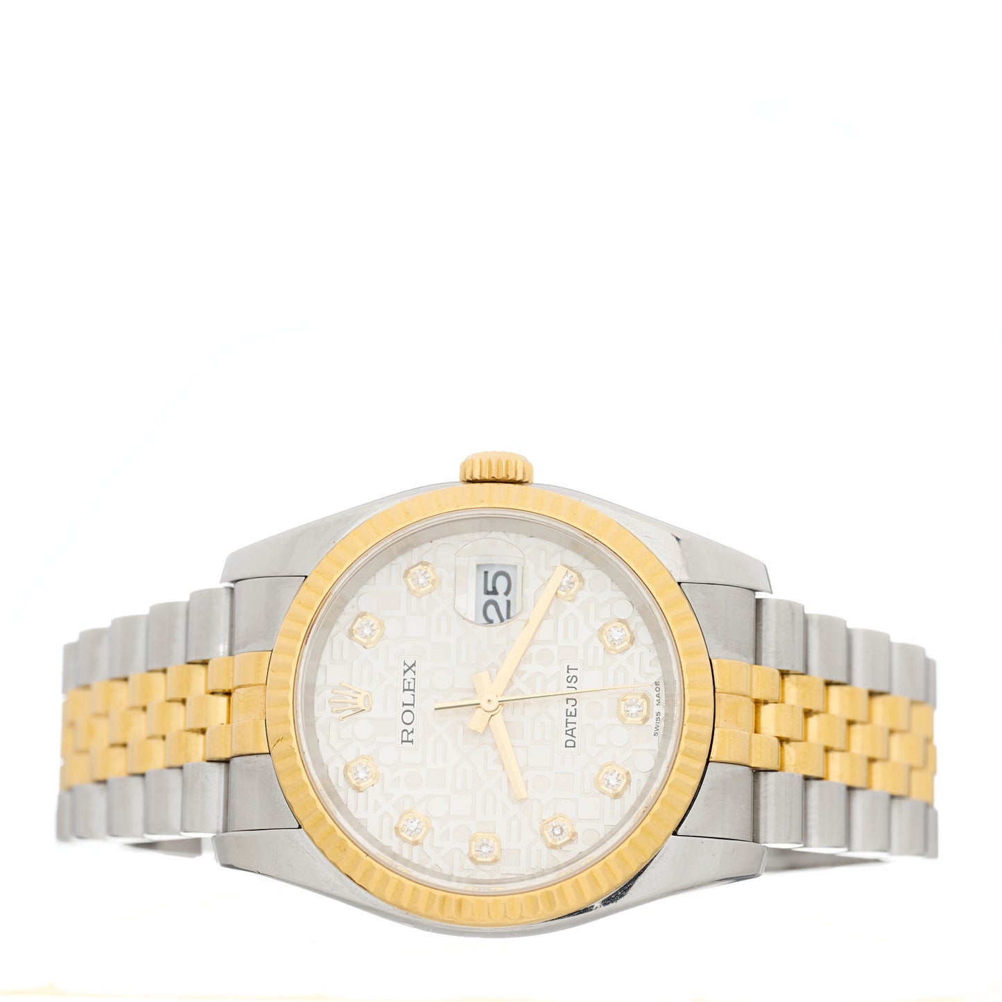 Stainless Steel 18K Yellow Gold Diamond 36mm Oyster Perpetual DateJust Watch Silver Jubilee 116233