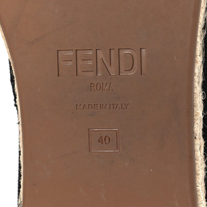 Fendi Canvas FF Embroidered Roma Ankle Wrap Flat Espadrilles 40 Black 7 of 9