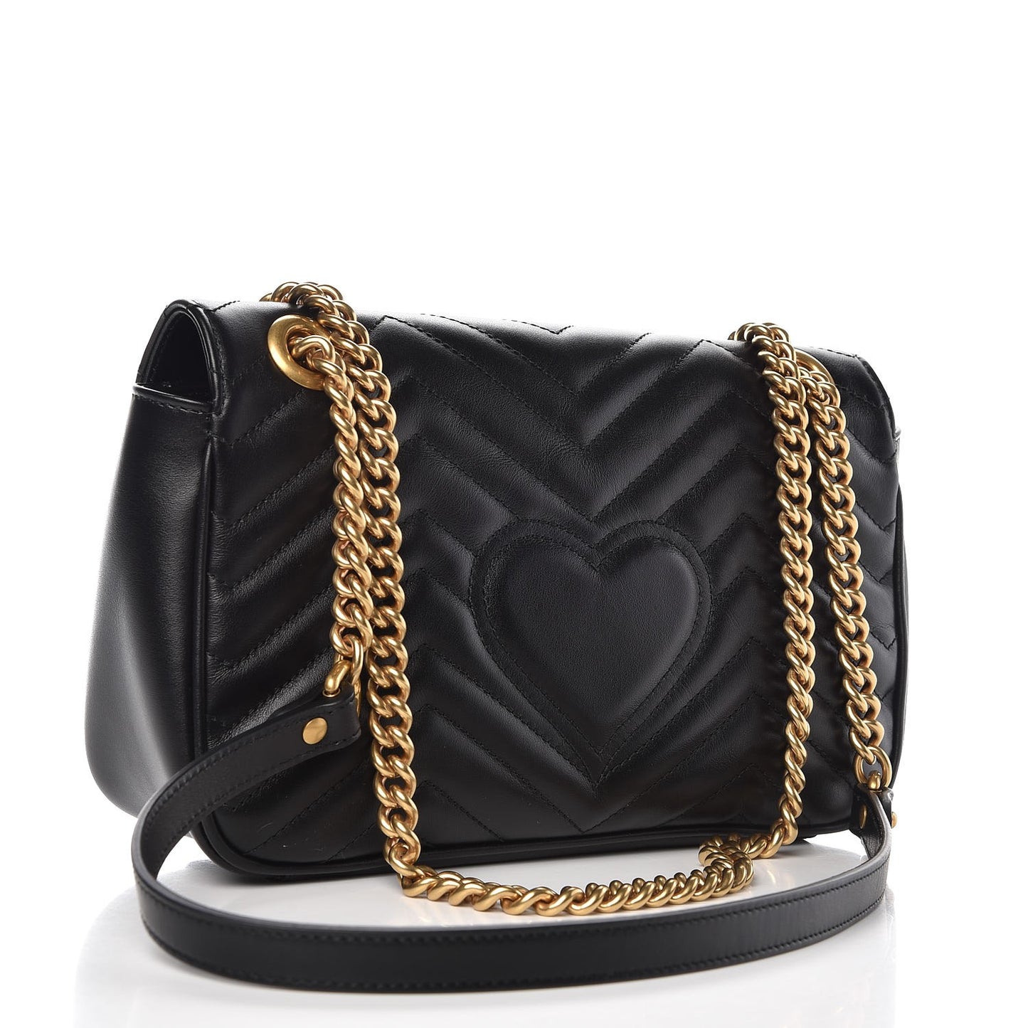 Calfskin Matelasse Small GG Marmont Shoulder Bag Black