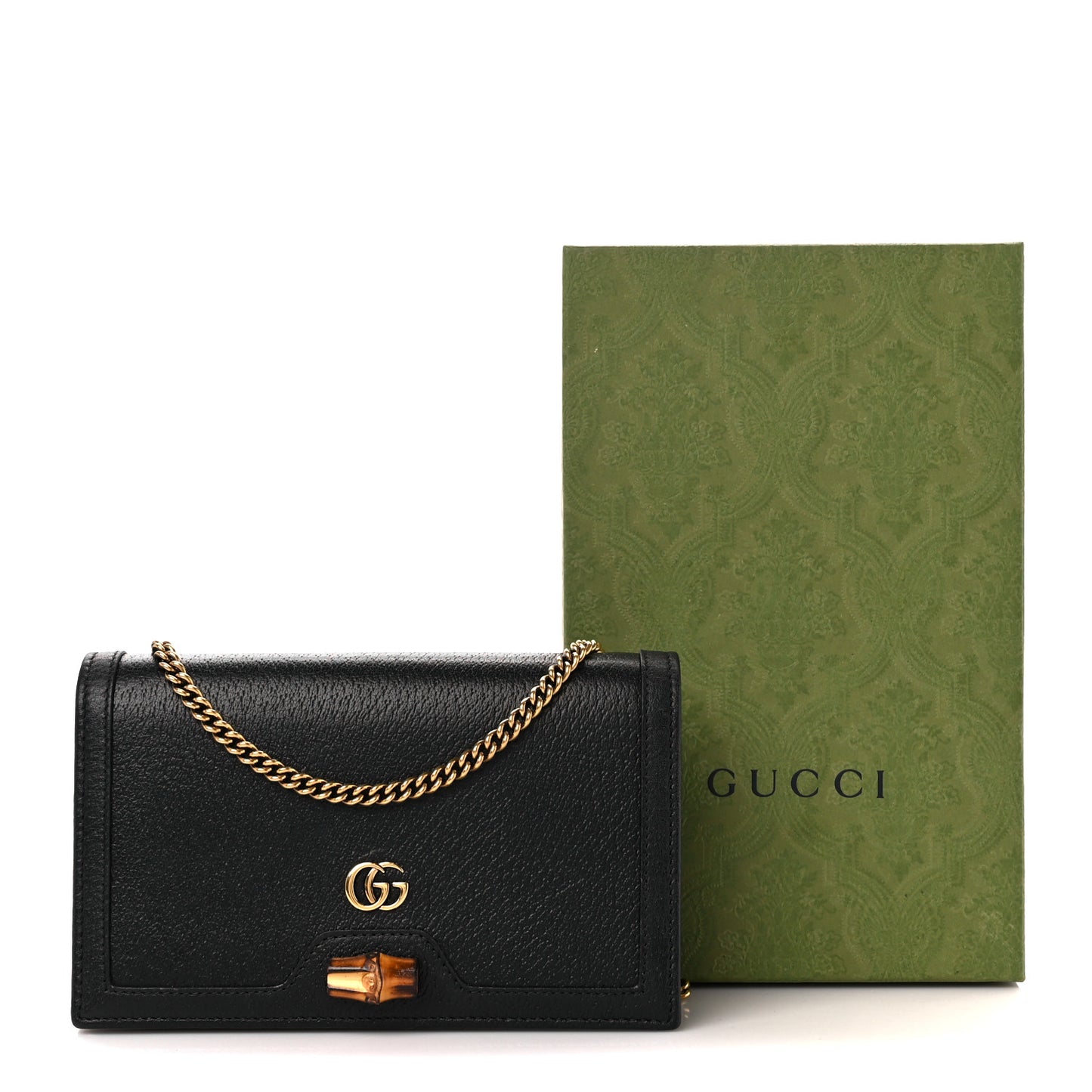 Textured Dollar Calfskin Mini Diana Chain Bag Black