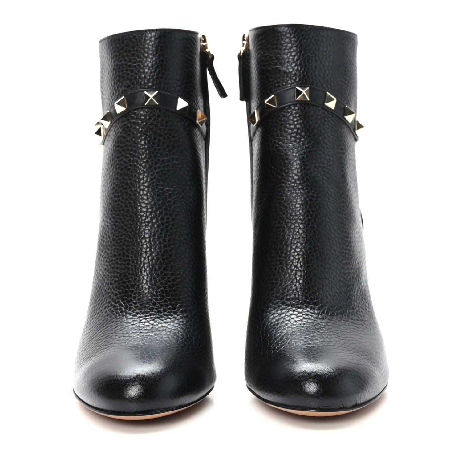 Valentino Garavani Grainy Calfskin Rockstud 90mm Booties 37 Black 2 of 8