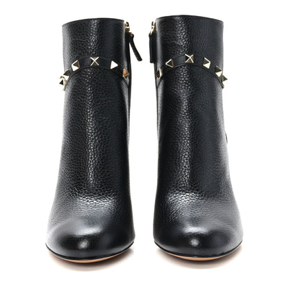 Valentino Garavani Grainy Calfskin Rockstud 90mm Booties 37 Black 2 of 8