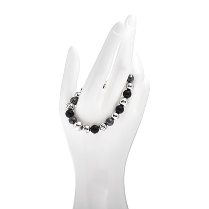 David Yurman Sterling Silver Black Onyx Hematite 8mm Elements Bead Bracelet 2 of 4