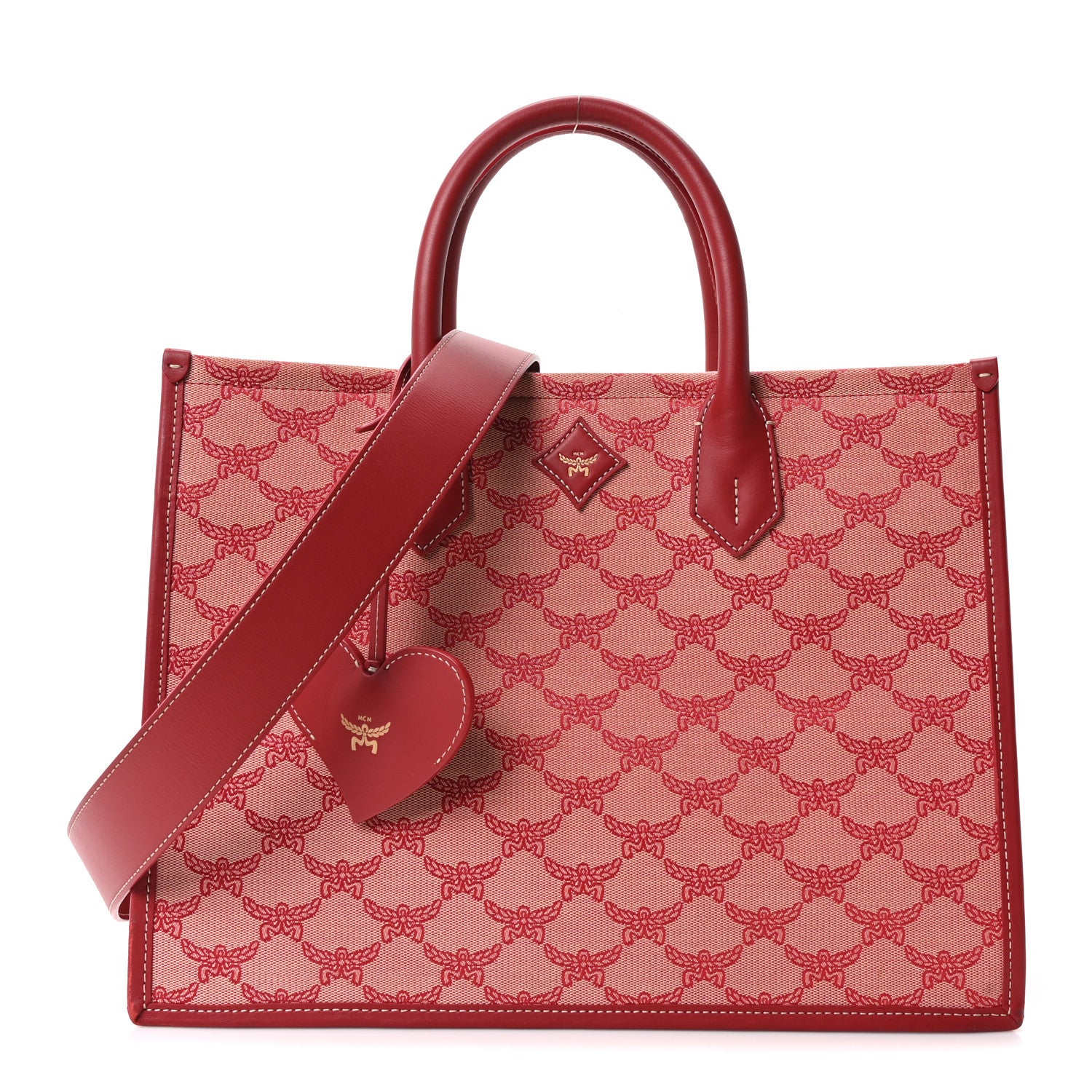 MCM Lauretos Nappa Medium Himmel Shopper Tote Red 1 of 9