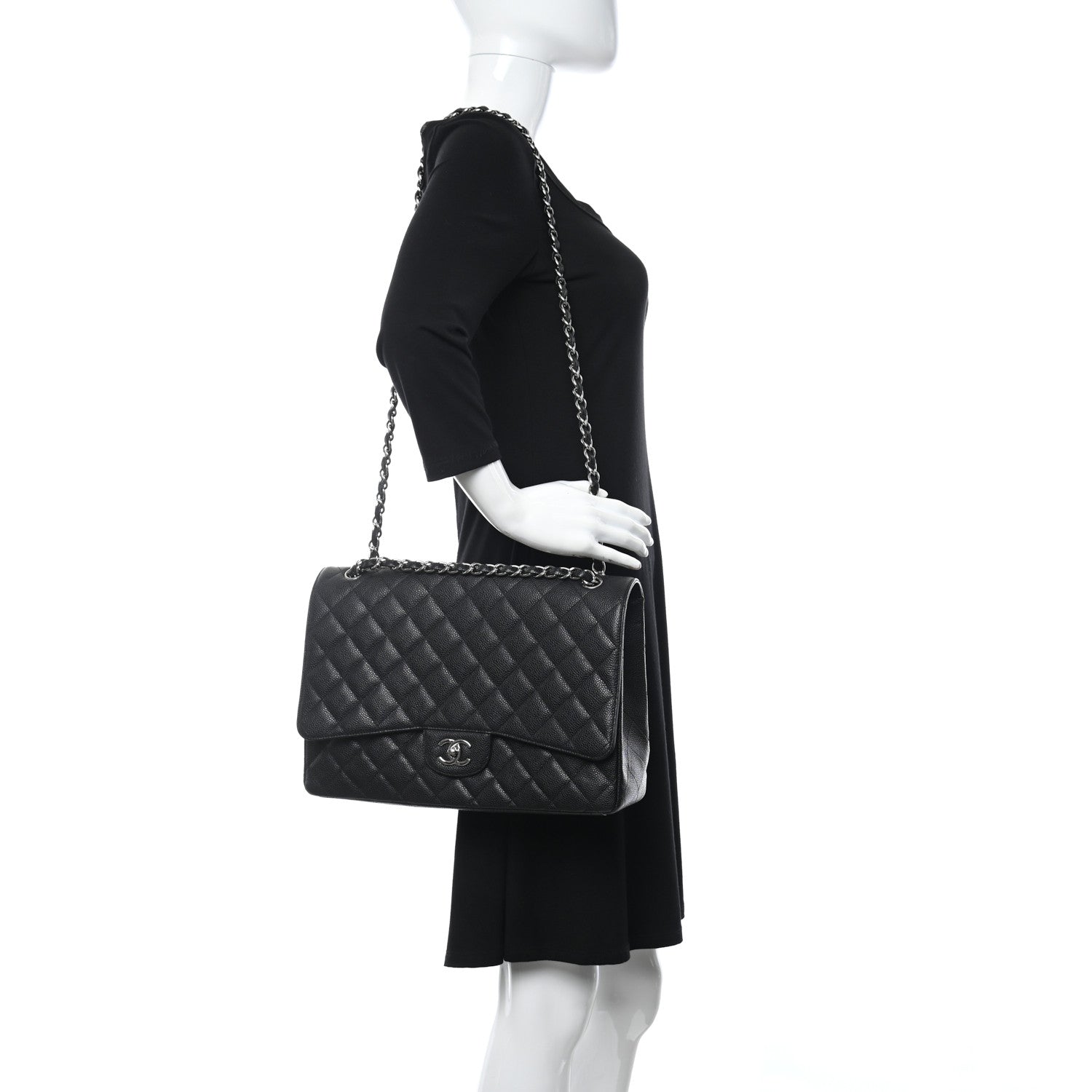 Chanel Caviar Quilted Maxi Single Flap Black 2 of 12
