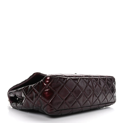 Chanel Metallic Patent Quilted Jumbo Single Flap Bordeaux 4 of 9
