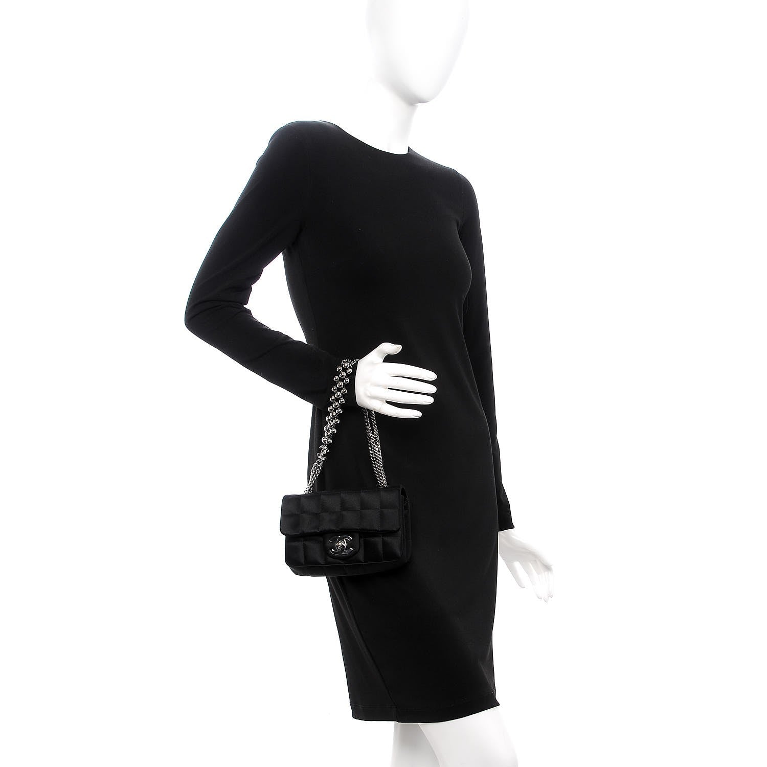 Chanel Satin Square Quilted Mini Flap Black 2 of 8