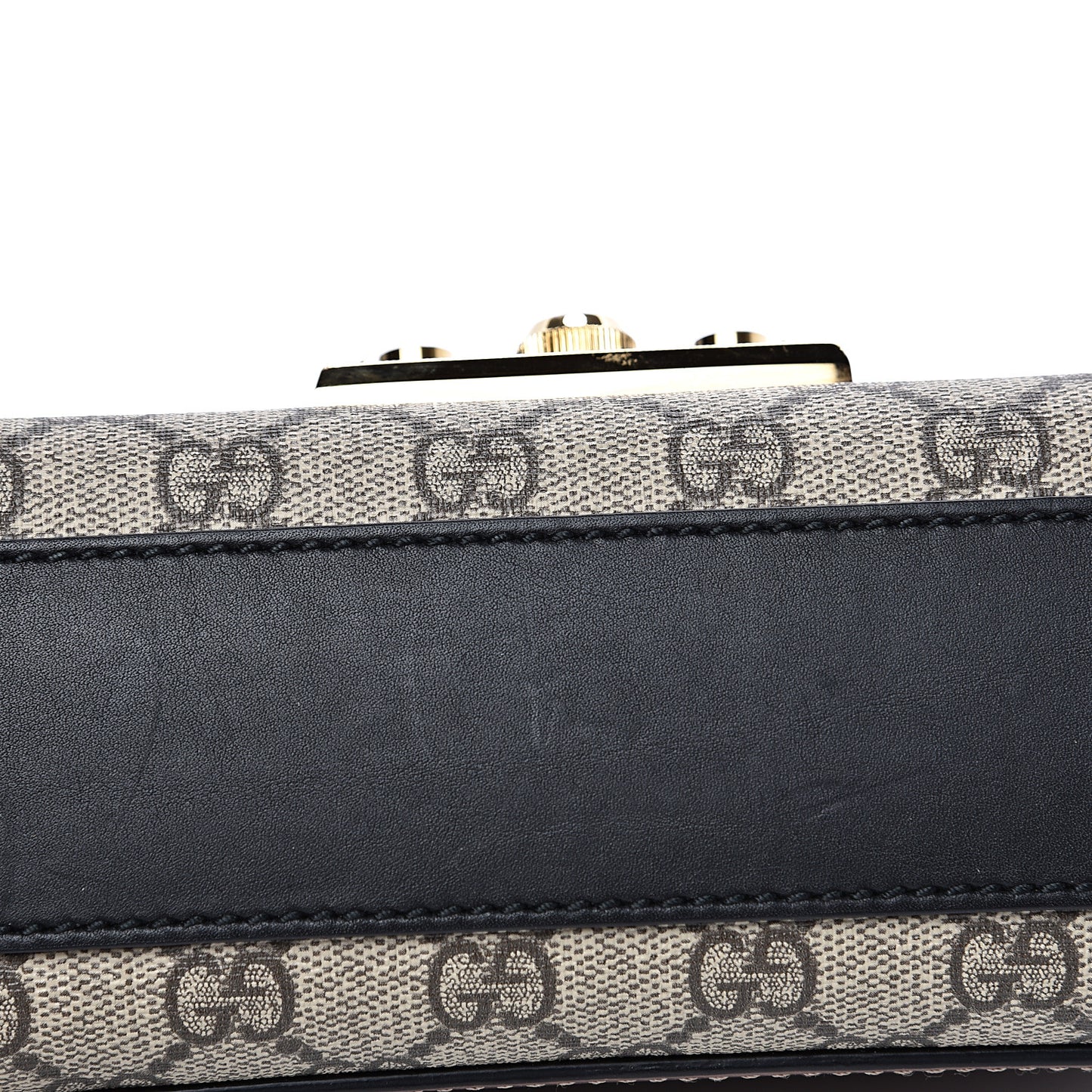GG Supreme Monogram Calfskin Small Padlock Shoulder Bag Beige Black Cuir