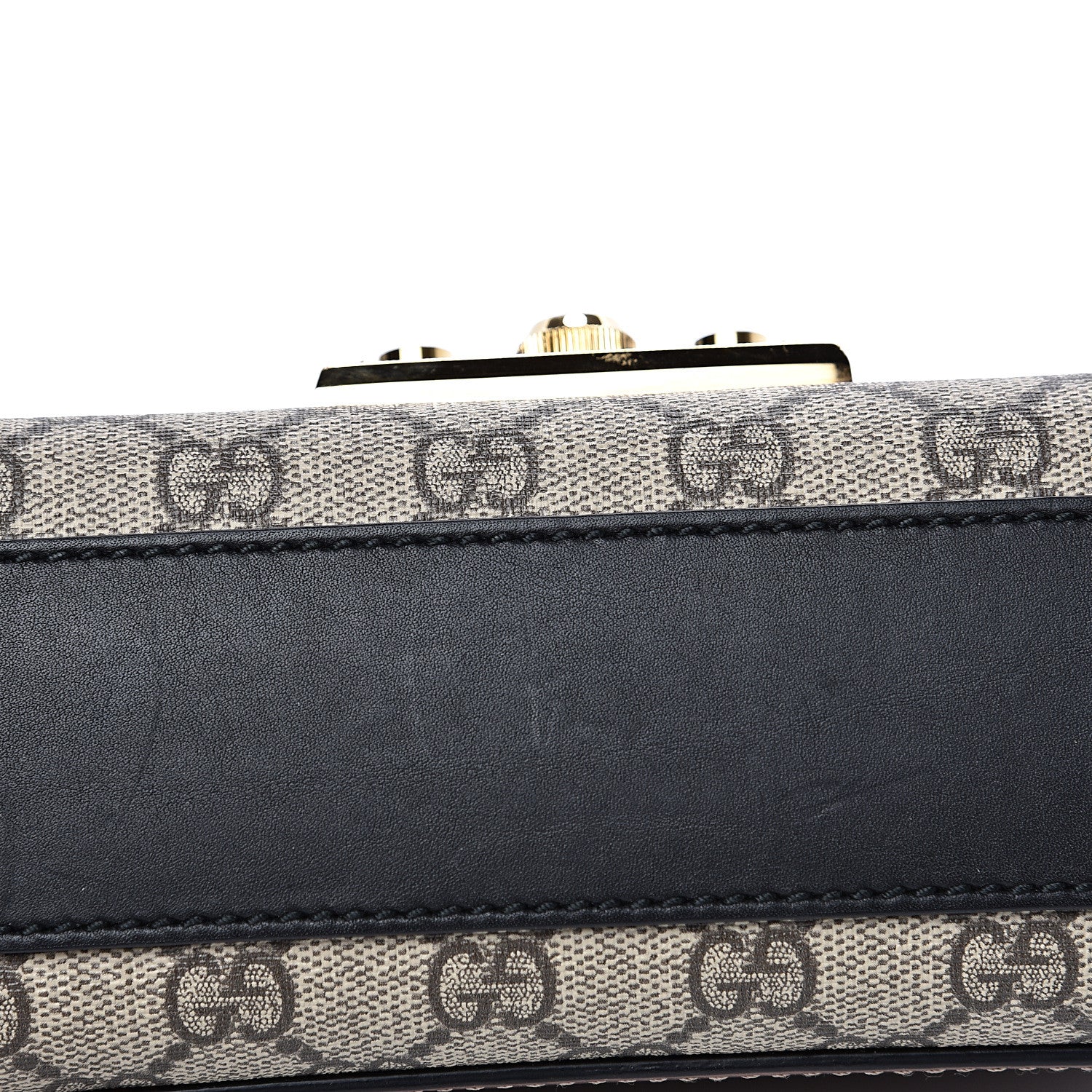 Gucci GG Supreme Monogram Calfskin Small Padlock Shoulder Bag Beige Black Cuir 11 of 12