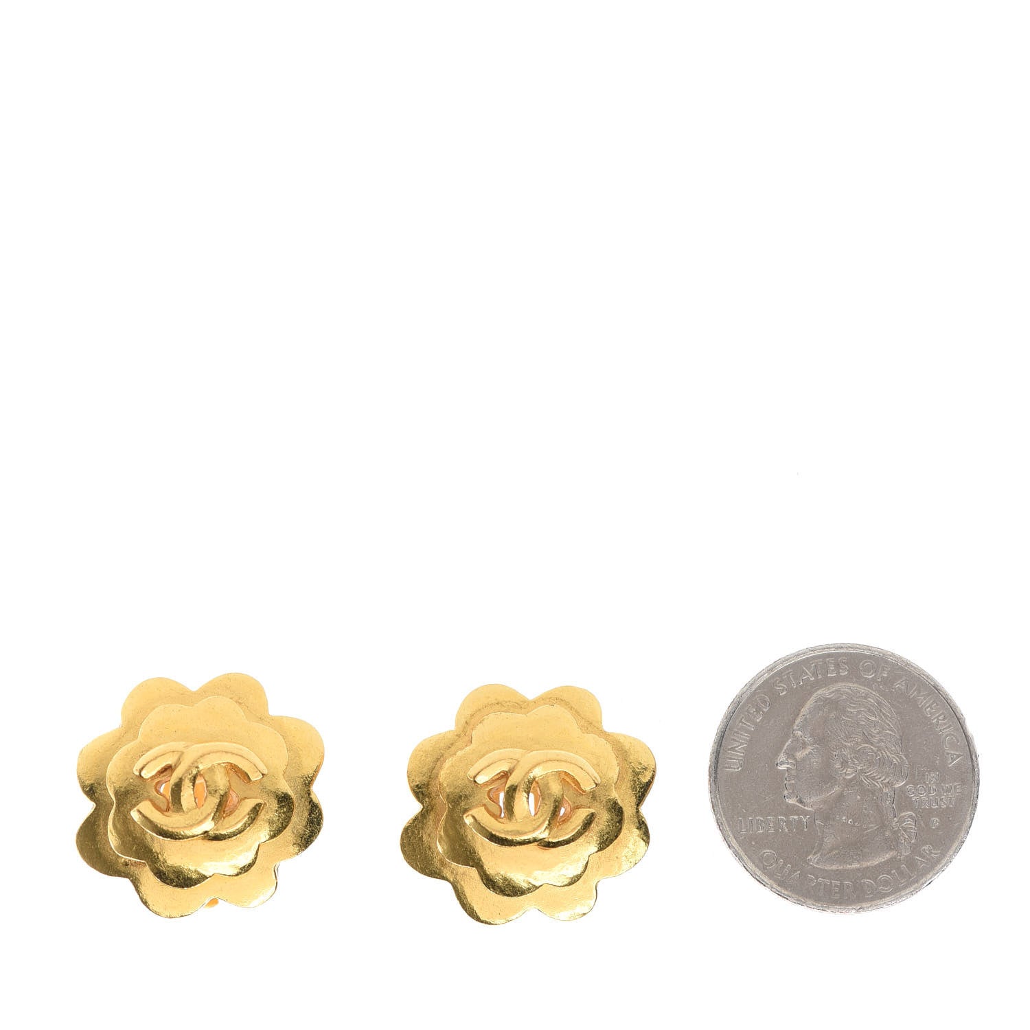 Chanel CC Clip On Earrings Gold 2 of 4