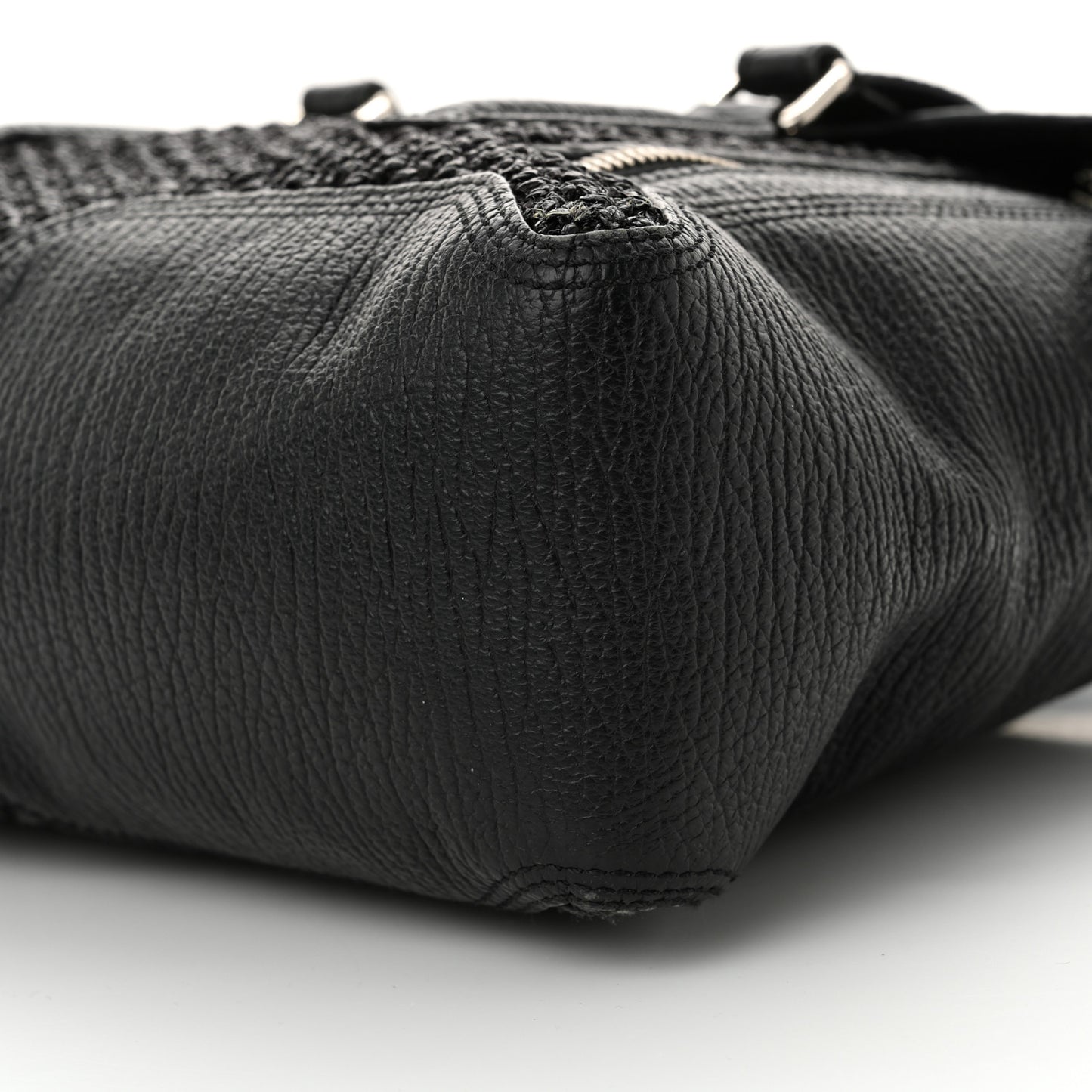 PHILLIP LIM 3.1 Textured Calfskin Woven Panel Medium Pashli Satchel Black Silver