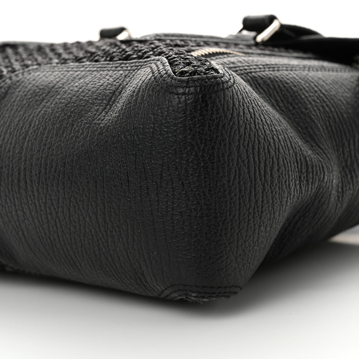 3.1 Phillip Lim PHILLIP LIM 3.1 Textured Calfskin Woven Panel Medium Pashli Satchel Black Silver 10 of 14