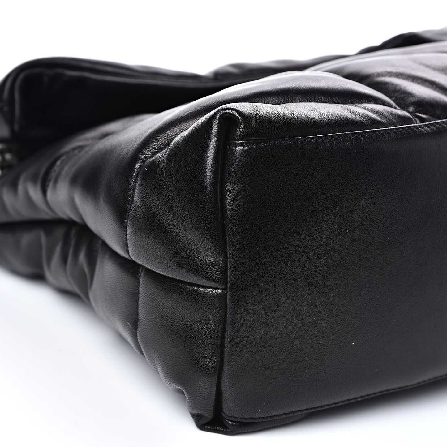 Lambskin Quilted Medium Loulou Puffer Monogram Chain Satchel Black